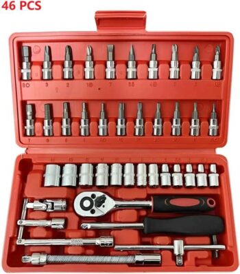 Kusah 46 Pc Set Of Tools Ratchet Socket Wrench Combinat...
