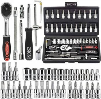 ZSIGNS Ratchet Wrench Set 46Pcs 1/4 Inch Drive Box End ...