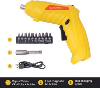 Maf Pro CDSLI0402 4V 11 Pieces Cordless Screwdriver Kit...