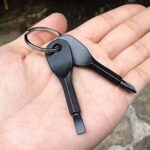 MentorKids Stainless Steel Mini EDC Multifunction Screwdriver Key Shape Keychain Standard Screwdriver