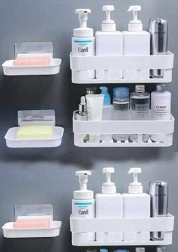 KYASO 3 PCS Shelves + 3 Pcs Soap Dish ABS Plastic Bathr...
