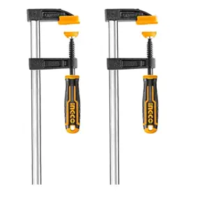 2 PCS F Clamps (50x250mm), F Clamp with Rubberized Handle and Surface Protection PVC Cover for Better Grip Metal F Clamps for Woodworking Glass and Welding Works