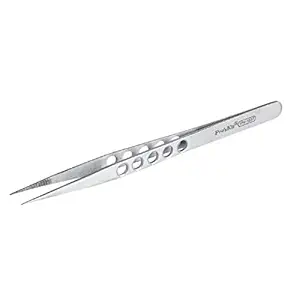 Proskit 1PK-123T 165mm Stainless Steel Heavy-Duty Tweezer (Silver)