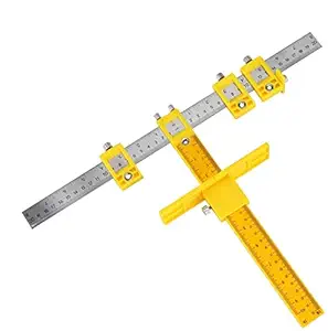 Sherni Cabinet Jig Pull Template Hardware Jig, Punch Locator Drill Guide Wood Drilling Doweling Tool for Door and Drawer Handle Knob, Adjustable Pull Installation Template Tool