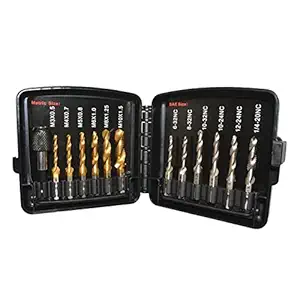 Enakshi Thread Tap drill bit Set Hardware Accessary for Carving Deburring Tapping 13pcs SAE White|Home & Garden | Tools | Power Tools | Drill Bits