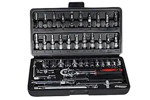 TAGE 46 In 1 Pc Hand Tool Kit Wrench Set Multi Purpose Combination Tool Case Precision Socket Set for All Bike, Car