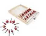 Shank Tungsten Carbide Woodworking Router Bit Set (1/4-Inch, Multi-Coloured)-12 Pieces
