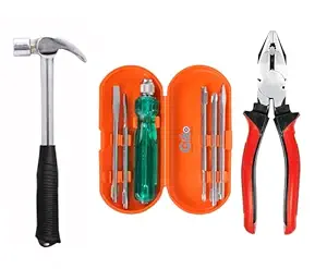 GIZMO Tools For Home | Screwdriver Set | Screwdriver Set Tools Kit | Hand Tool Set With Lineman Plier, 5 Piece Screwdriver Set & Claw Hammer | Electrical Tools