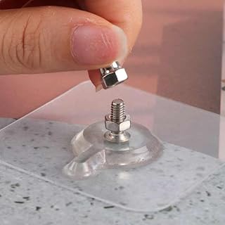 Heavy Duty, Transparent, Nails Free Self-Adhesive Plastic Wall Hooks Nut Bolt Type Hanging Solutions Without Drilling for Hanging Clock, Kitchen and Bathroom Accessories - (Pack of 10)