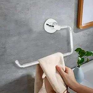 Pivalo Stainless Steel Towel Ring Half Square Hand Towels Hanger Napkin Holder Stand Bathroom Accessories for Home Kitchen & Wash Basin (Pack of 1)