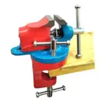 GIZMO Baby Vice, Table Vice Clamp Type Revolving 50 mm (1-1/2 inch) Cast Iron Professional Table Baby Vice Clamp Type Revolving ? Orange Blue