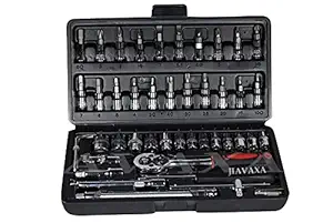 46 In 1 Pcs Tool Kit & Hand Tool Kit Wrench Set Multi Purpose Combination Tool Case Precision Socket Set,Screwdriver and Socket Set,Bike Tool Kit Set All Bike, Car Tool Kit Set