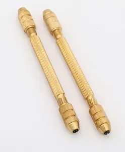 2 PC Brass Double Mouth Pin Vise Hand Drills Bit Chuck + 2pcs Reversible Collets For Watch Clock, Jewelry Repair Tool Pack of 1