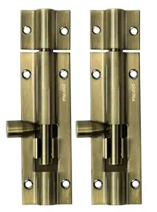 Plantex Stainless Steel Tower Bolt/Tower Bolt for Home,Offices Doors and Windows/Tower Bolt for Main Door/Door Latch/Kundi/Chitakini/Door Latch for Windows - Pack of 2 (Brass Antique, 4 inch)