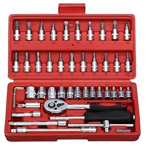A. SHARIF? 1/4 Drive Socket & Bit Set Tool Kit, Screwdriver Socket Set Multi-Purpose Combination Tool Case Precision Set (46 Piece)