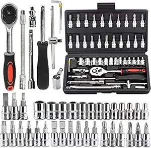 46-Piece Combination Tool Kit with Screwdriver and Precision Socket in a Handy Case