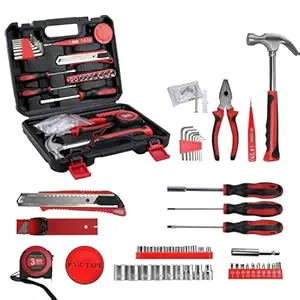 Enon DIY Household Hand Tool Box (83 Pcs) Essential Toolkit with Screwdrivers, Pliers, Wrenches, Hammer, Saw and More for Home, Office, Garage, Bike, Car, Repair & Maintain with Confidence