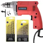 Cheston Drill Machine Set | Alloy Steel Bits | Professional Use | Carbide Tip | Wood/Tile/Brick | 1.5-10mm | 400W | 10mm Chuck | 13 Piece Set.