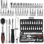 CLAPONE Tool Kit 46 Pcs Household | 1/4 Drive Socket Screwdriver Wrench Set for Bike, Car Repairs & More Spanner & Socket Set All Size Tool Kit Goti Pana Perfect for DIY Enthusiasts, Black