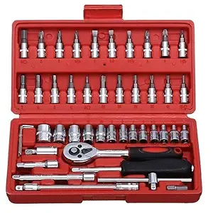 Tool Kit 46 Tool Kit Tool Kit for Home Use Tools Kit Spanner Set Socket Set Wrench Set Tools Set Hand Tools Bike Tool Kit Set Socket Wrench Set Spanner Set All Size Tool Kit Goti Pana Set - Box End (41 IN 1)