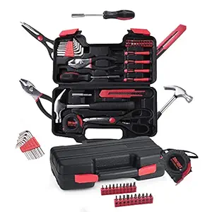 Cheston Ultra 39 Piece Hand Tool Kit | Non-Slip & Corrosion Resistant Handles | Multi-Utility Household & Professional Hand Tools | Screwdriver, Socket Set, Wrench, Pliers