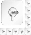Stainless Steel, PVC, ABS Nail Free Seamless Adhesive Non-Trace No Drilling Installation Hanging, Waterproof Screws Wall Hook (Hanging Hook, Transparent) (Bolt Hook, Pack of 10)