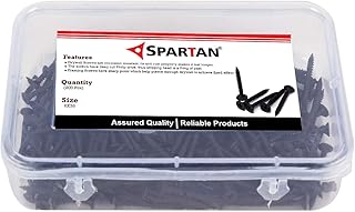 Spartan Oxide Finish Drywall Gypsum Screw With PP Storage Case | Hardened Carbon Steel, 6x38mm Length, 200 Pieces | Black Phosphate Nail For Wall & Home Tools (Pack of 1)