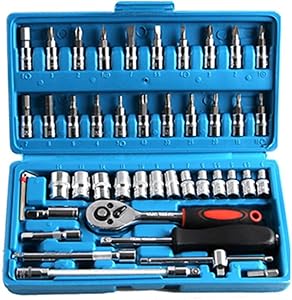 46 in 1 Pcs CRV Tool Kit for Home Use Tools Kit Spanner Set 46pc Socket Set Goti set Wrench Set Bike Tool Kit Goti Pana Set