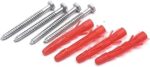 Electronic Spices Screw Type Solid Wall Fixing keel,Nails With Hard Plastic Plug, (0.4 inch x 2.5 inch) - Pack of 20