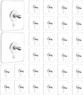 SOLISTA Self Adhesive PVC Screw Hooks, Pack of 30 Heavy Duty Strong Nail Free Hooks for Wall