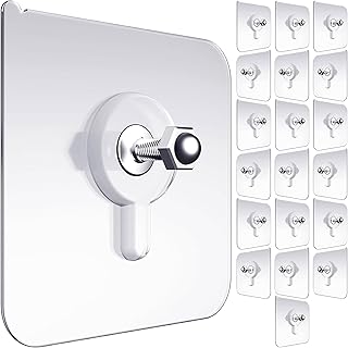 20Pc Adhesive Hooks Heavy Duty Wall Hooks, Nail Hook for Hanging Coat, Hat, Towel Robe Hook Rack Wall Mount | Bathroom Hooks for Wall Without Drilling | Sticky Photo Frame Hangers