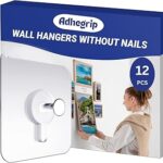 Stainless Steel 12 Pack Wall Hooks for Photo Frames, Adhesive Wall Hook, Hooks for Wall Heavy Items, Wall Nails for Hanging Frame Sticker no Drilling, White