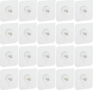 Amazon Brand - Solimo Heavy-Duty Adhesive Wall Nail Hooks | for Hanging Clothes, Hats, Keys, and More | Bathroom & Bedroom Hooks (Pack of 20)