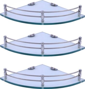 Kaaple Plain Glass Corner/Bathroom/Kitchen Shelf -7.5 X...