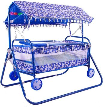 STEELOART Baby Cradle Cot Cum Stroller Blue Bassinet Fo...
