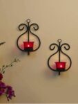 Samy Collectables Metal Decorative Wall Sconce Candle Holder, Pack of 2 Iron 2 - Cup Tealight Holder Set
