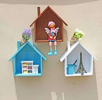 CraftOnline Wall Shelf Rack Shelves Lodge House Shape Shelf MDF Wall mounting,Floating,Hanging MDF (Medium Density Fiber), Wooden Wall Shelf