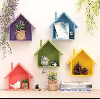 CraftOnline Wall Shelf Rack Shelves Lodge House Shape Shelf MDF Wall mounting,Floating,Hanging Wall Decor MDF (Medium Density Fiber), Wooden Wall Shelf