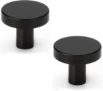 VicTac Cabinet Knob | 1.25 inch | Minimalist Design |Pack of 2| Drawer Knob Matt Black Stainless Steel Cabinet/Drawer Handle
