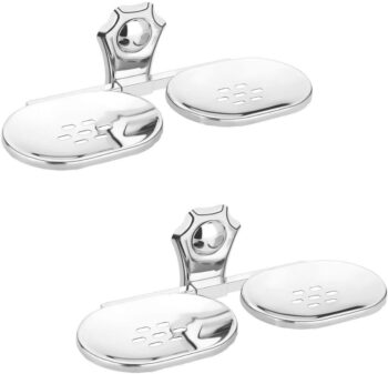 iSTAR Anti Rust Corrosion-Free Double Dish-Bathroom Soap Holder, Medium Pack of 2