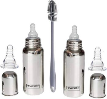 Wagwanfly Steel Feeding Bottle With Silicone Nipple 1 C...