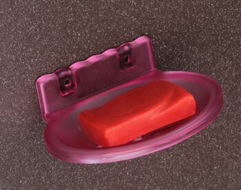 ADONZ Unbreakable ABS Oval Shape Clear Soap Dish Holder (SINGLE PINK Pack of 1)