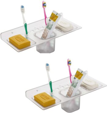 iSTAR "Unbreakable" Multipurpose ABS 4 in 1 Soap Holder,Toothbrush and Toothpaste Holder, 14" X 5.5" inch