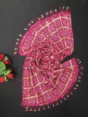 Chiffon Printed Pink Women Dupatta
