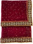 Net Embroidered Maroon Women Dupatta