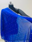 Georgette Embroidered Blue Women Dupatta