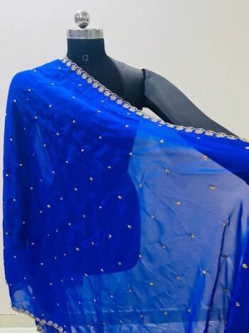 Georgette Embroidered Blue Women Dupatta