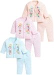 Baby's Boy's Girl's 100% Cotton Button Shirt with Pyjama Pant Set of 3 Full Sleeves New Born Baby Clothes