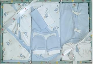 My Tiny Wear Full Sleeves New Born Baby Gift Set, Infant Clothing Gift Set, Essentials kit, Cotton Set, Suit Set, Just Born, Dress, Boy, Girls, 11 Pieces | Items | Products, 0-3 Months (L Blue)