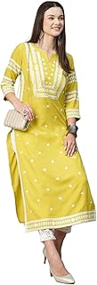Women's Cotton Blend Embroidered Straight Kurta